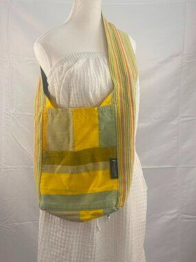 Barefoot Ceylon Hand-Woven Cotton Hobo Sling Bag - Colorful Boho Stripes